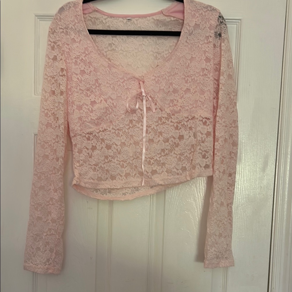 Elegant Pink Lace Women's Top